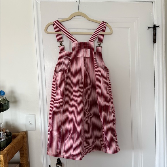 Striped Red & White Pinafore Dress - Picture 3 of 3